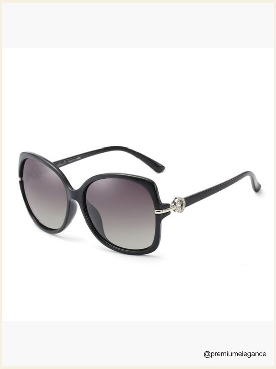 60mm Oversized Square Sunglasses with Crystal Decor, TR90 Frame UV400 Polarized